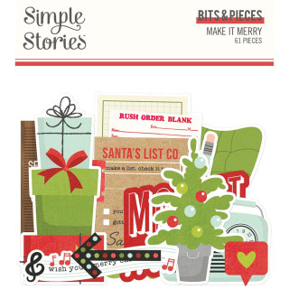 Simple Stories - MAKE IT MERRY Bits & Pieces - papírové výřezy