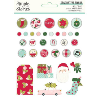 Simple Stories - HOLLY DAYS Decorative Brads - ozdobné svorky