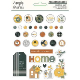 Simple Stories - HEARTH & HOME Decorative Brads - ozdobné svorky